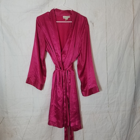 Morgan taylor Intimates pink polka dot Satin robe - Picture 1 of 8